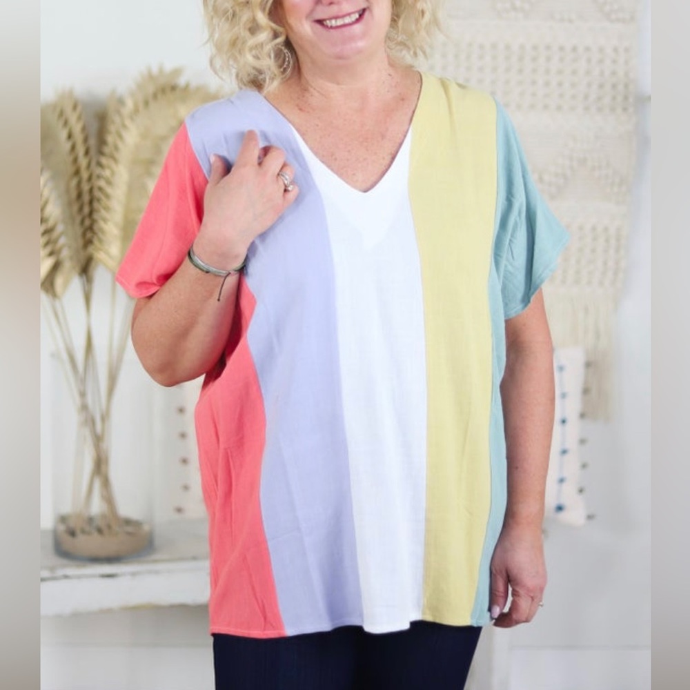 Lavender Cabana Short Sleeve Blouse NEW!!!